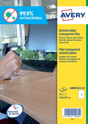 Fogli adesivi A3 trasparenti con rivestimento anti-microbico AM001A3 vendita online