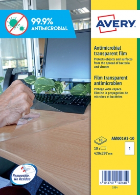 Fogli adesivi A3 trasparenti con rivestimento anti-microbico AM001A3  vendita online 