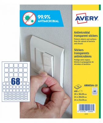 Etichette adesive trasparenti con rivestimento anti-microbico AM00SA4 vendita online