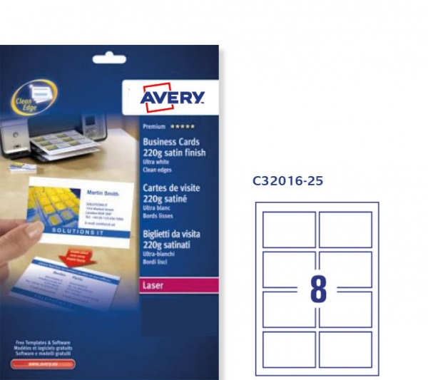 Biglietti da visita Avery Quick Clean C32016-25 vendita online