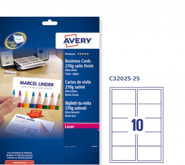 Biglietti da visita Avery Quick Clean C32025-25 vendita online