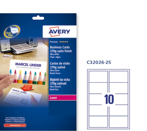 Biglietti da visita Avery Quick Clean C32026-25 vendita online