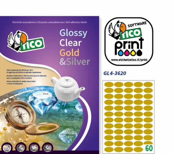 Etichette autoadesive ovali in carta oro satinato serie Gold Line GL4-3620 vendita online