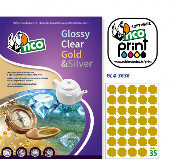 Etichette autoadesive sagomate in carta oro satinato serie Gold Line GL4-3636 vendita online