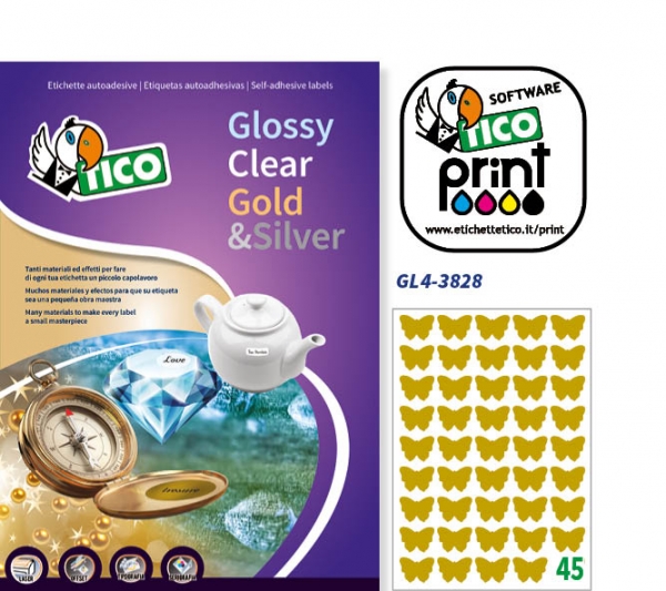 Etichette autoadesive sagomate in carta oro satinato serie Gold Line GL4-3828 vendita online