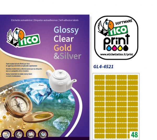 Etichette autoadesive sagomate in carta oro satinato serie Gold Line GL4-4521 vendita online
