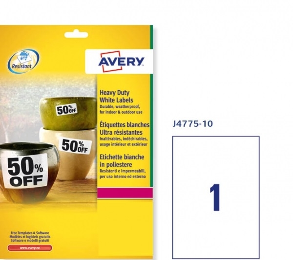 Etichette adesive bianche in poliestere Avery J4775-10 vendita online