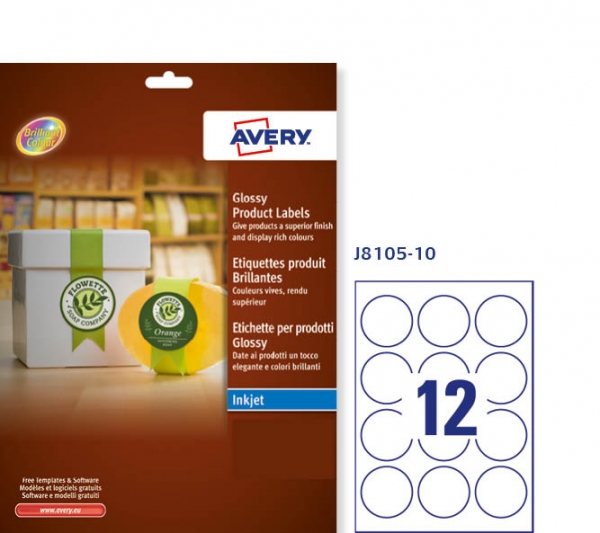 Etichette adesive ovali Glossy bianche Avery J8105-10 vendita online