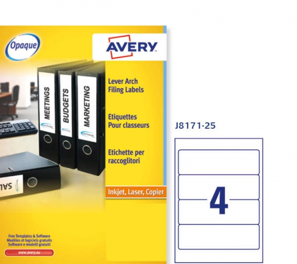 Etichette adesive in carta bianca coprente Avery J8171-25 vendita online