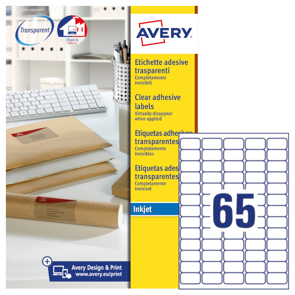 Etichette adesive in poliestere trasparente Avery QuickPeel J8551-25 vendita online