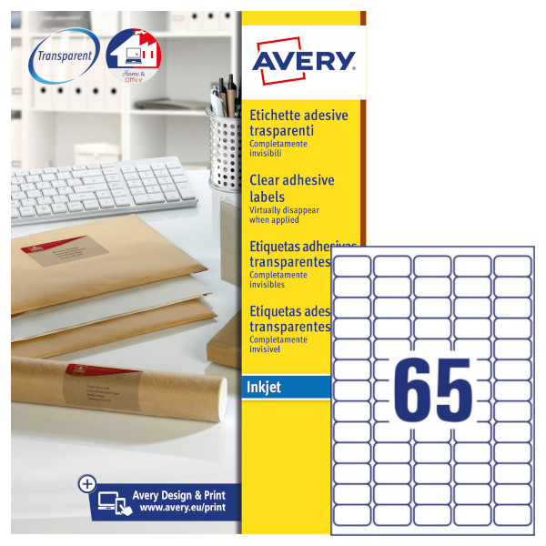 Etichette adesive in poliestere trasparente Avery QuickPeel J8551-25 vendita online