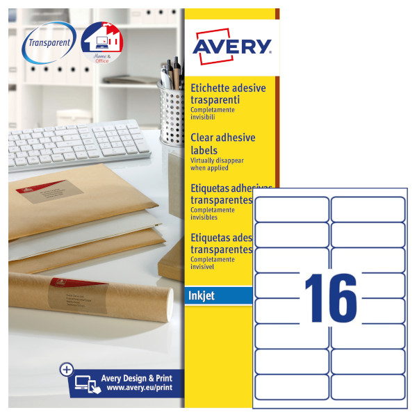 Etichette adesive in poliestere trasparente Avery QuickPeel J8562-25 vendita online