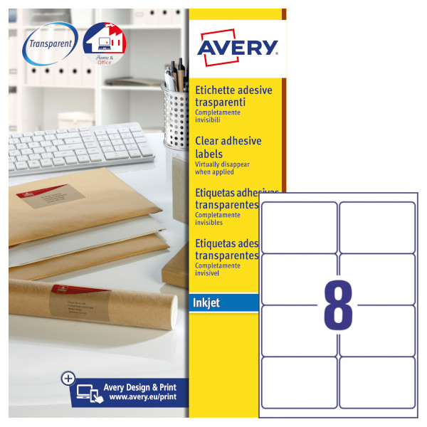 Etichette adesive in poliestere trasparente Avery QuickPeel J8565-25 vendita online