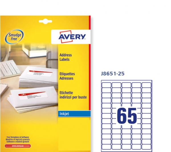 Etichette adesive in carta bianca Avery QuickDRY� J8651-25 vendita online