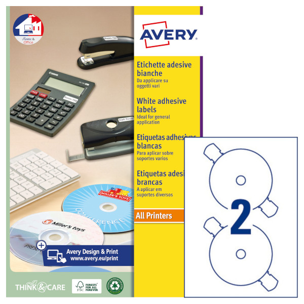 Etichette adesive CD bianche Avery J8676-25 vendita online