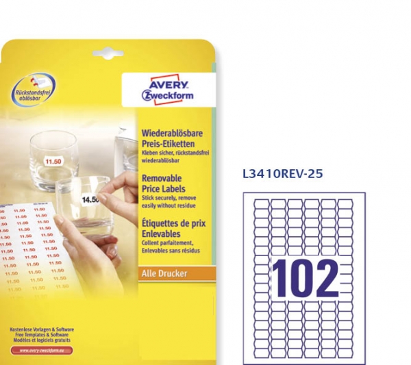 Etichette adesive rimovibili in carta bianca Avery L3410REV-25 vendita online