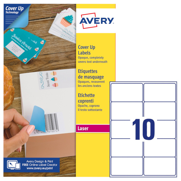 Etichette adesive in carta bianca coprente BlockOUT L4612-25 vendita online