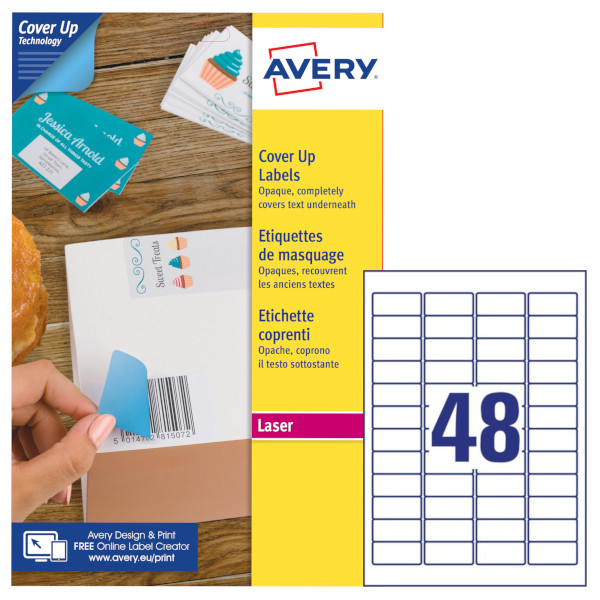 Etichette adesive in carta bianca coprente BlockOUT L4614-25 vendita online