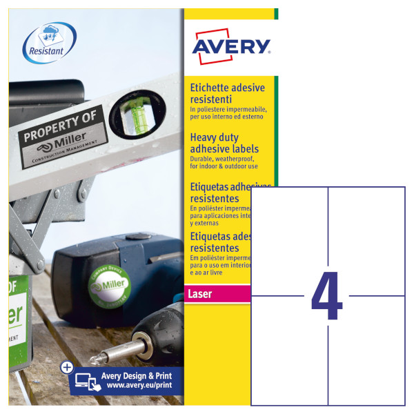 Etichette adesive bianche in poliestere Avery L4719-20 vendita online