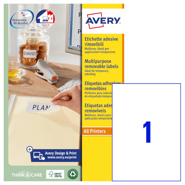 Etichette adesive rimovibili in carta bianca Avery L4735REV-25 vendita online