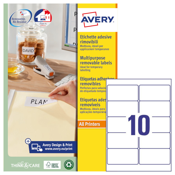 Etichette adesive rimovibili in carta bianca Avery L4744REV-25 vendita online