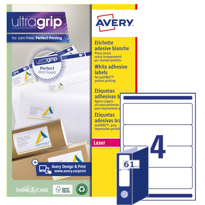 Etichette adesive in carta bianca coprente Avery L4761-25 vendita online