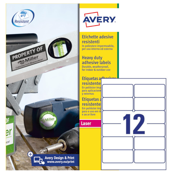 Etichette adesive bianche in poliestere Avery L4776-20 vendita online