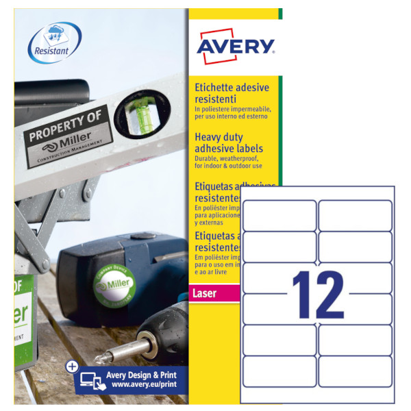 Etichette adesive bianche in poliestere Avery L4776-20 vendita online
