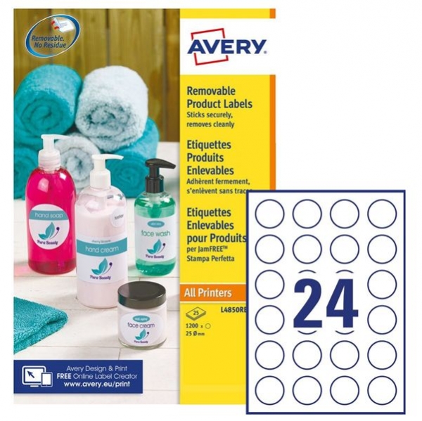Etichette adesive rimovibili in carta bianca Avery L4851REV-25 vendita online