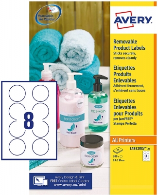 Etichette adesive rimovibili in carta bianca Avery L4852REV-25 vendita online