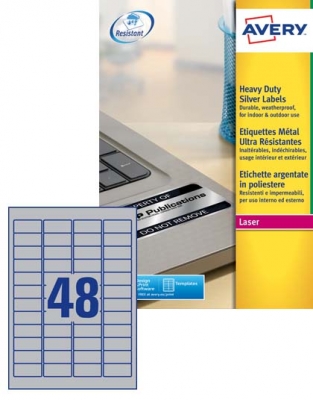 Etichette adesive in poliestere argento Avery L6009-100 vendita online