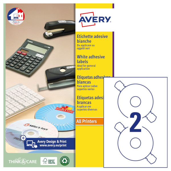 Etichette adesive CD bianche Avery L6043-25 vendita online