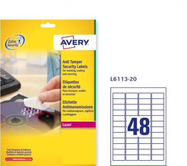 Etichette adesive antimanomissione Avery L6113-20 vendita online
