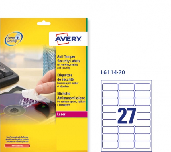 Etichette adesive antimanomissione Avery L6114-20 vendita online