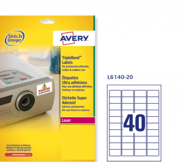 Etichette adesive super aderenti in poliestere Avery L6140-20 vendita online
