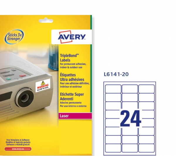 Etichette adesive super aderenti in poliestere Avery L6141-20 vendita online