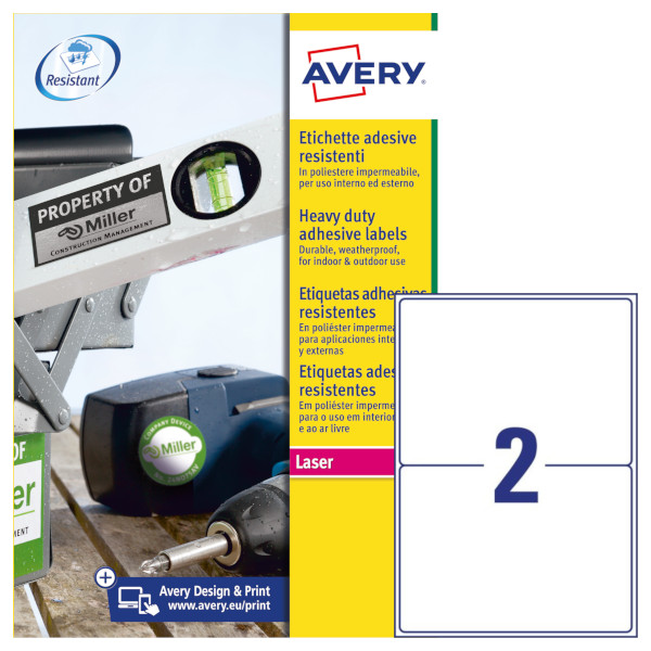 Etichette adesive bianche in poliestere Avery L7068-20 vendita online