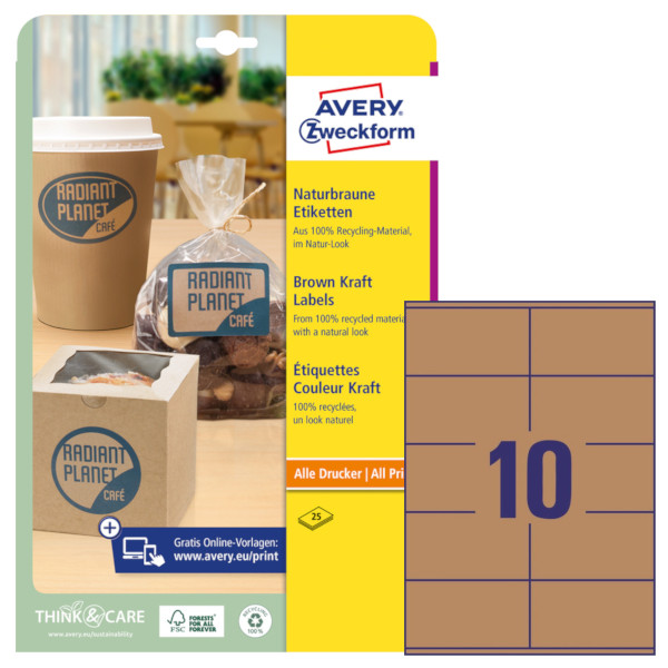Etichette adesive in carta Kraft Avana Avery L7108-25 vendita online