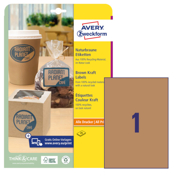 Etichette adesive in carta Kraft Avana Avery L7109-25 vendita online