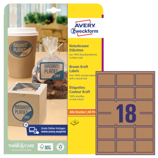 Etichette adesive in carta Kraft Avana Avery L7110-20 vendita online