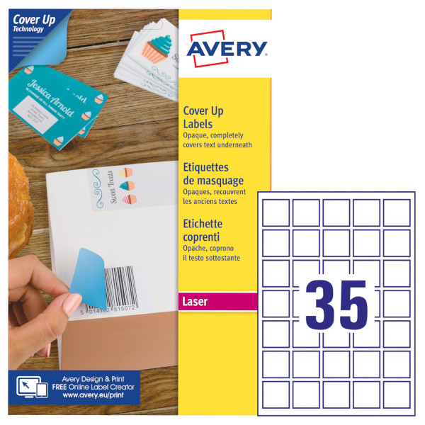 Etichette adesive in carta bianca coprente BlockOUT L7120-25 vendita online