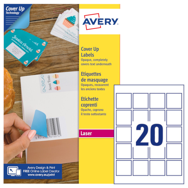 Etichette adesive in carta bianca coprente BlockOUT L7121-25 vendita online