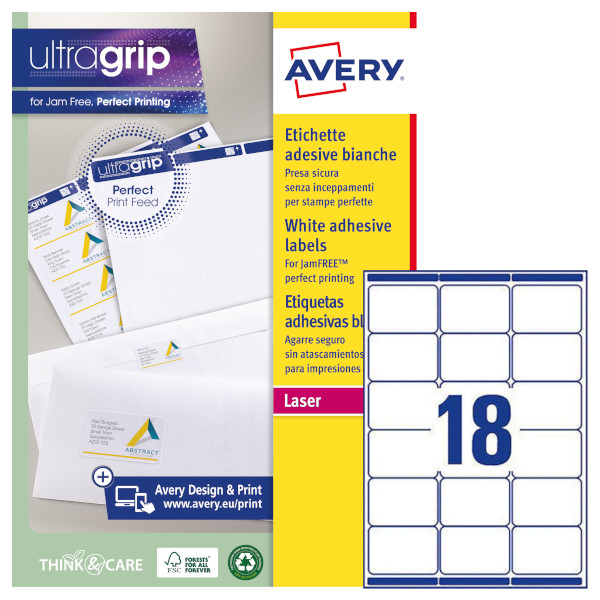 Etichette adesive in carta bianca Avery Ultragrip L7161-100 vendita online