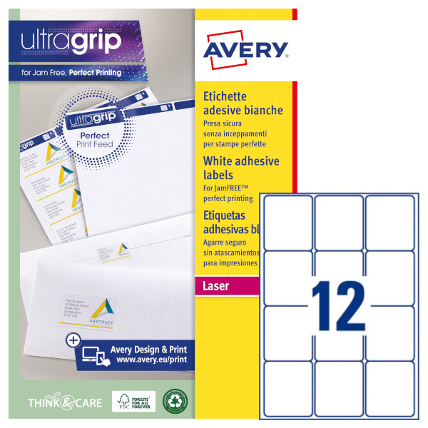 Etichette adesive in carta bianca Avery Ultragrip L7164-100 vendita online