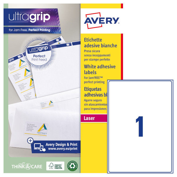 Etichette adesive in carta bianca Avery Ultragrip L7167-100 vendita online