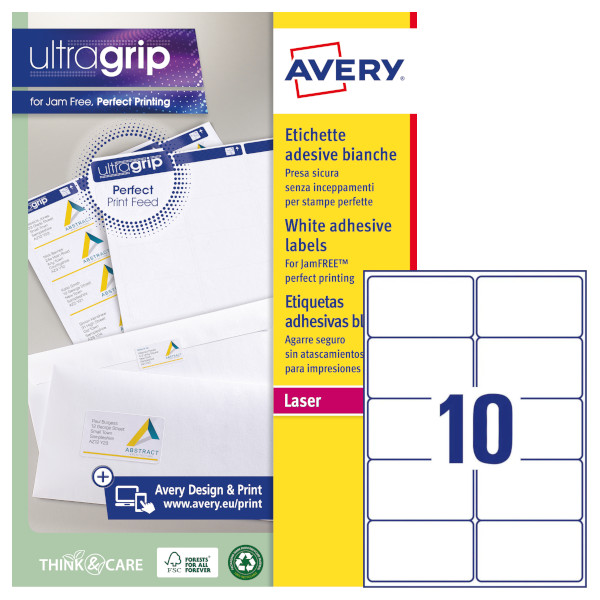 Etichette adesive in carta bianca Avery Ultragrip L7173-100 vendita online