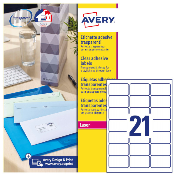 Etichette adesive in poliestere trasparente Avery QuickPeel L7560-25 vendita online