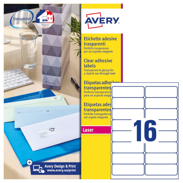 Etichette adesive in poliestere trasparente Avery QuickPeel L7562-25 vendita online