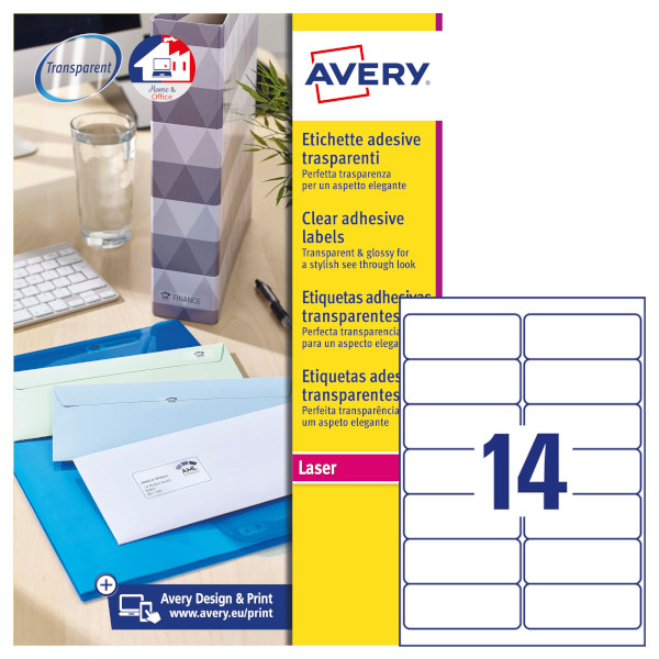 Etichette adesive in poliestere trasparente Avery QuickPeel L7563-25 vendita online