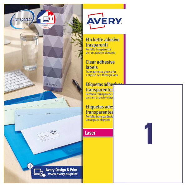 Etichette adesive in poliestere trasparente Avery QuickPeel L7567-25